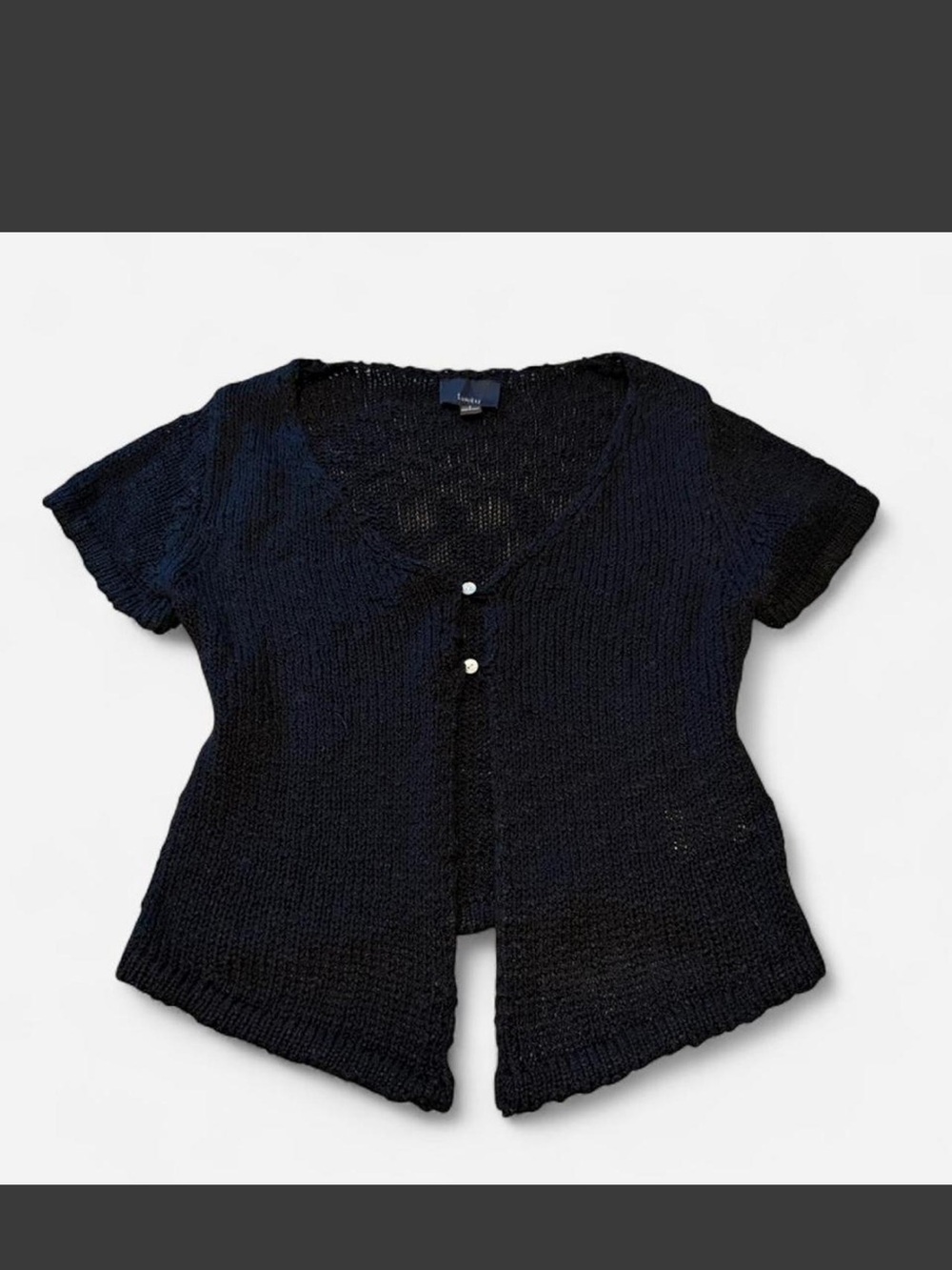 Lumiere Black Open-Knit Short Sleeve Top